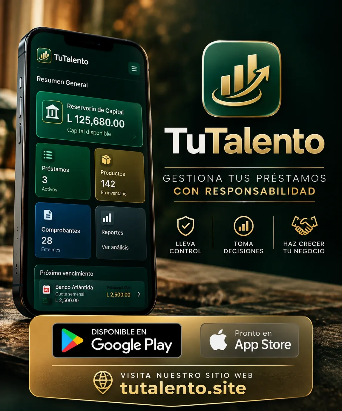 Tu Talento en el telefono: resumen general, prestamos, productos y proximos vencimientos